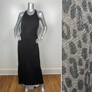 Vintage 90s Susan Roselli Vijack Leopard Sparkly Maxi Dress Gown Halter Prom 14